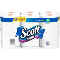 Scott Bath Tissue, 1000 Sheets Per Roll, 12 Each