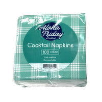 Aloha Friday Green Palaka Cocktail Napkins, 100 Each