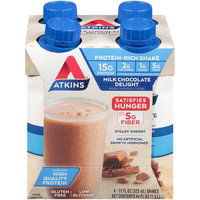 Atkins Advantage Rtd Shake Milk Chocolate Delight - 11 Fl Oz Each / Pack Of 4, 1.3 Litre