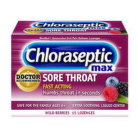 Chloraseptic Lozenges Max Liquid Wild Berries, 15 Each