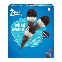 Blue Bunny Mini Swirl Cookies & Cream Cones, 8 Each