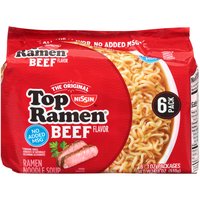 Nissin Top Beef Ramen Noodle Soup, 6 Each