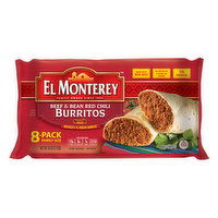 El Monterey Beef Bean Red Chili Burritos (8-pack), 32 Ounce