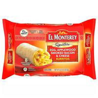 El Monterey Breakfast Burrito Egg Smoked Bacon & Cheese, 8 Each