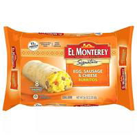 El Monterey Breakfast Burrito Egg, Sausage & Cheese, 8 Each