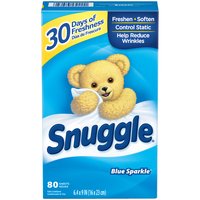 Snuggle Fabric Softener Dryer Sheets, Blue Sparkle, 80 Each