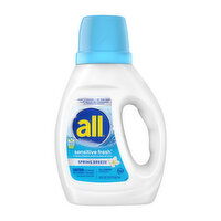 All Sensitive Fresh Liquid Laundry Detergent, Spring Breeze Scen, 24 Loads, 30 Ounce