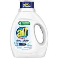 All Liquid Laundry Detergent with Stain lifters, Free Clear , 36 Ounce