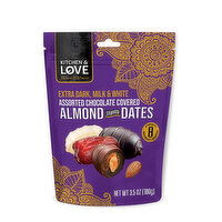 Kitchen & Love Assorted Chocolate Almond Stuffed Dates, 3.5 Ounce