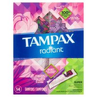 Tampax Radiant Tampons, Unscented, 14 Each