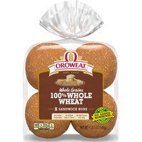 Oroweat 100% Whole Wheat Hamburger Buns, 21 Ounce