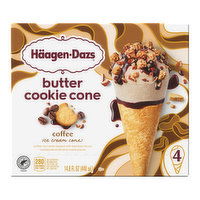 Haagen-Dazs Butter Cookie Coffee Ice Cream Cones, 4 Each