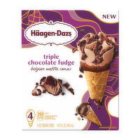 Haagen-Dazs Triple Chocolate Fudge Belgian Waffle Ice Cream Cones, 4 Each