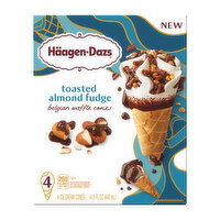 Haagen-Dazs Toasted Almond Fudge Belgian Waffle Ice Cream Cones, 4 Each