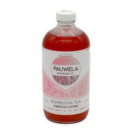 Pauwela Kombucha Hibiscus Lychee, 16 Ounce