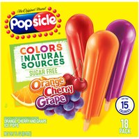 Popsicle Variety Pack Ice Pops, Orange, Cherry & Grape, Sugar Free, 18 Each