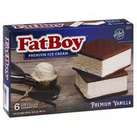 FatBoy Ice Cream Sandwiches, Vanilla, 6 Each