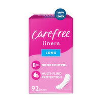 Carefree Panty Liners, Long Liners, Unwrapped, Unscented, 92 Each