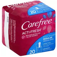 Carefree Acti-Fresh Regular Liners, Unscented, 20 Each