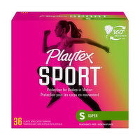 Playtex Sport Plastic Tampons Unscented Super Absorbency, 36 Each