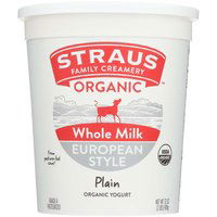 Straus Organic Whole Milk Yogurt, Plain, 32 Ounce