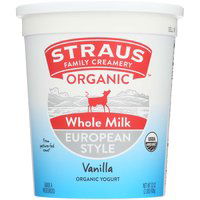 Straus Organic Whole Milk European Style Yogurt, Vanilla, 32 Ounce