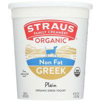 Straus Organic Non Fat Plain Greek Yogurt, 32 Ounce