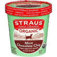 Straus Organic Ice Cream, Mint Chocolate Chip, 1 Pint