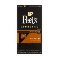 Peet's Dark Roast Ristretto Espresso Coffee Capsules, 10 Each