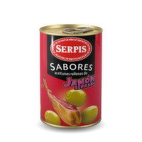 Serpis Green Olives, Serrano Ham Stuffed, 4.59 Ounce