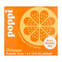 Poppi Orange Prebiotic Soda (4-pack), 48 Ounce