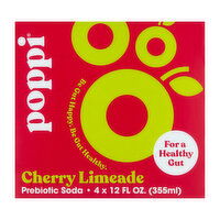 Poppi Cherry Limeade Prebiotic Soda (4-pack), 48 Ounce