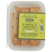 Firehook X Graza Olive Oil, Lemon, and Chive Crackers, 5.5 Ounce