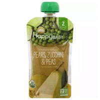 HappyBaby Organic Baby Food, Pears, Zucchini & Peas, 4 Ounce
