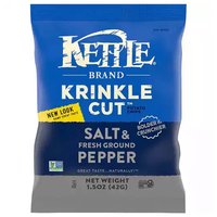 Kettle Potato Chips, Krinkle Cut, Salt & Pepper, 1 Ounce