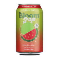 Bloom Pop Watermelon Lime Prebiotic Soda, 12 Ounce