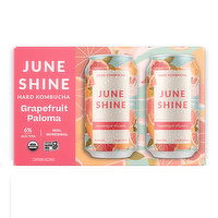 JuneShine Organic Hard Kombucha, Grapefruit Paloma (6-pack), 72 Ounce