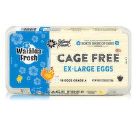 Waialua Extra Large Cage Free White Eggs, 18 Each