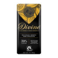 Divine Dark Chocolate Bar, 70% , 3 Ounce