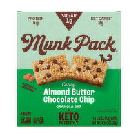 Munk Pack Grain Free Granola Bar, Almond Butter Chocolate Chip (4-pack), 4.48 Ounce