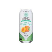 Steaz Organic Iced Green Tea, Peach, 16 Ounce