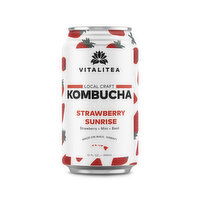 Vitalitea Kombucha Strawberry Sunrise, 12 Ounce