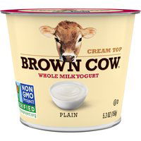 Brown Cow Cream Top Whole Milk Yogurt, Plain, 5.3 Ounce