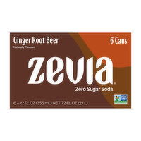 Zevia Ginger Root Beer Zero Sugar Soda (6-pack), 72 Ounce