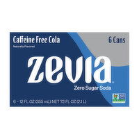 Zevia Cola Caffeine Free Zero Sugar Soda (6-pack), 72 Ounce