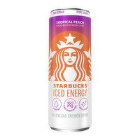 Starbucks Iced Energy Zero Sugar Sparkling Energy Drink, Tropical Peach, 12 Ounce