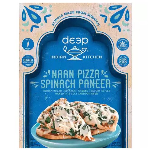 Deep Indian Kitchen Naan Pizza, Spinach Paneer, Medium Spice