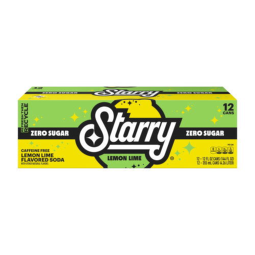 Starry Zero Sugar Soda, Lemon Lime (12-pack)