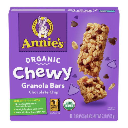 Annie's Organic Chocolate Chip Chewy Granola Bars (6-count)