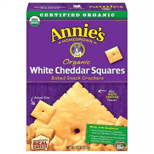 Annie's Organic Baked Snack Squares, White Cheddar